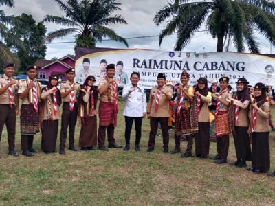 Wakil Bupati Lampung Utara, Ardian Saputra sapa adik-adik pramuka Penegak Pandega di Bumi Perkemahan Minak Trio Deso, Kecamatan Kotabumi Utara, Rabu (22/2/2023).