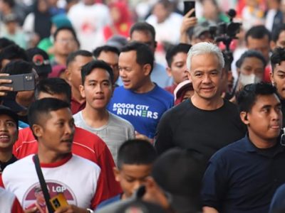 Calon presiden yang diusung PDI Perjuangan, Ganjar Pranowo melakukan safari politik di Kabupaten Bogor