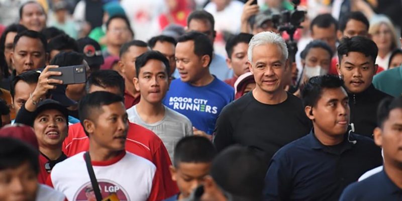 Calon presiden yang diusung PDI Perjuangan, Ganjar Pranowo melakukan safari politik di Kabupaten Bogor