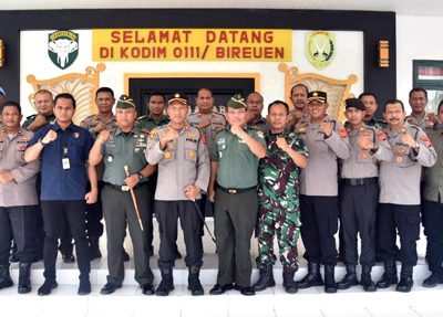 Kapolres Bireuen AKBP Jatmiko, S.H., M.H., mengunjungi Kodim 0111/Bireuen, Kamis (3/7/2023).