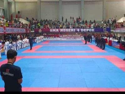 SMAN 4 Kota Depok mengadakan kejuaraan Karate Tingkat Nasional Swis Open Karate Championship 2023, di GOR GDC, Sukmajaya, Kota Depok, Senin (7/8/2023).