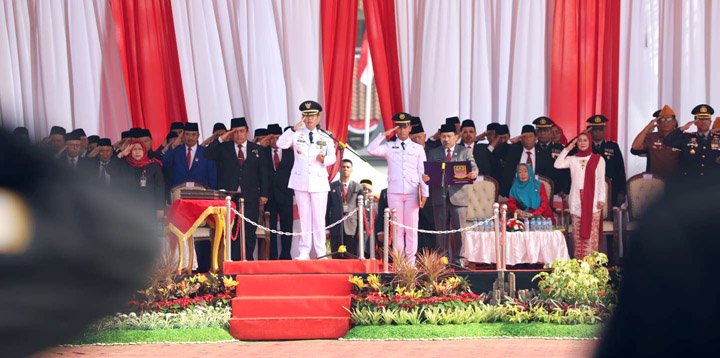 Pemerintah Kabupaten Bekasi menggelar Upacara Hari Kemerdekaan Republik Indonesia Ke-78 Tahun, di Plaza Pemkab Bekasi, Sukamahi Cikarang Pusat