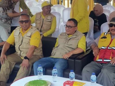 Ketua Komisi II DPRD Kabupaten Sukabumi, Deni Gunawan hadir pada peresmian Jembatan Cicewol, Kecamatan Cidahu, Kabupaten Sukabumi, Minggu (3/9/2023)