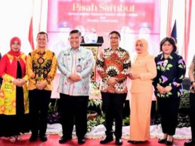 Acara lepas sambut Kepala Rutan Kelas I Depok dari Andi Gunawan kepada Lamarta Surbakti di Aula Rutan Depok, Sabtu, 21 Oktober 2023.
