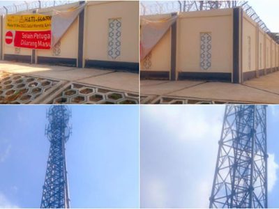 Pembangunan Tower Kereta Cepat Indonesia Cina (KCIC) di RT 03, RW 04, Kelurahan Jatibening Baru, Kecamatan Pondok Gede, Kota Bekasi.