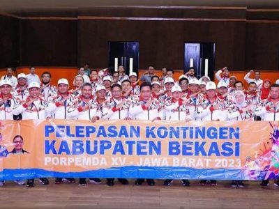 Penjabat (Pj) Bupati Bekasi, Dani Ramdan secara resmi melepas kontingen Kabupaten Bekasi untuk mengikuti ajang Pekan Olahraga Pemerintah Daerah (Porpemda) Ke 15 tingkat Jawa Barat tahun 2023