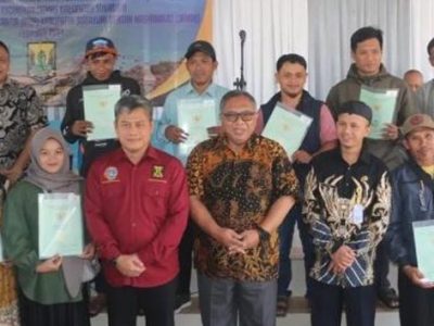 Bupati Sukabumi, H. Marwan Hamami sebagai Ketua Gugus Tugas Reforma Agraria (GTRA) Kabupaten Sukabumi menghadiri sosialisasi penyelesaian program redistribusi