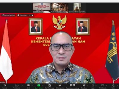 Pimpinan Tinggi Pratama Kantor Wilayah Kementerian Hukum dan HAM Sulawesi Utara mengadakan Rapat Terbatas Pimpinan (Rataspim) secara virtual melalui aplikasi Zoom Meeting