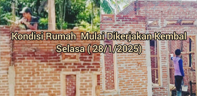 Setelah menuai berbagai polemik, pembangunan rumah bantuan atas nama Zulfadli di Desa Garot Pandrah, Kabupaten Bireuen, akhirnya dilanjutkan
