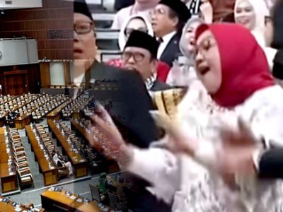 Sejumlah anggota DPR RI tengah berjoget. (Kolase foto by Media Indonews)