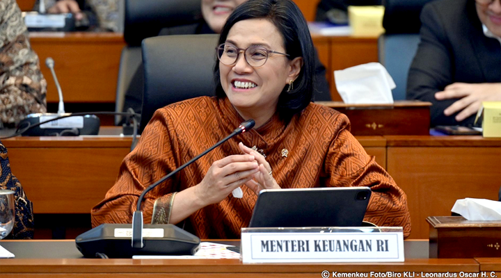 Menteri Keuangan (Menkeu), Sri Mulyani Indrawati saat Rapat Kerja Badan Anggaran DPR di Jakarta. (Biro KLI/Leonardo Oscar H.C)