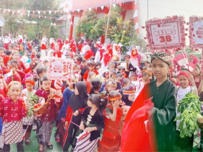 Bangun Jiwa Nasionalisme Anak Didik, SDN 04 Leuwiliang Gelar Karnaval HUT Ke-81 RI