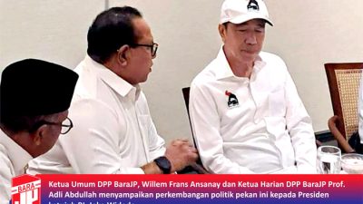 Ketua Umum DPP Barisan Relawan Jokowi Presiden (Bara JP), Willem Frans Ansanay melaporkan langsung perkembangan politik nasional kepada Presiden ke-7 RI Joko Widodo