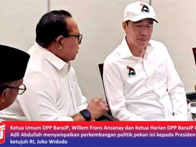 Ketua Umum DPP Barisan Relawan Jokowi Presiden (Bara JP), Willem Frans Ansanay melaporkan langsung perkembangan politik nasional kepada Presiden ke-7 RI Joko Widodo