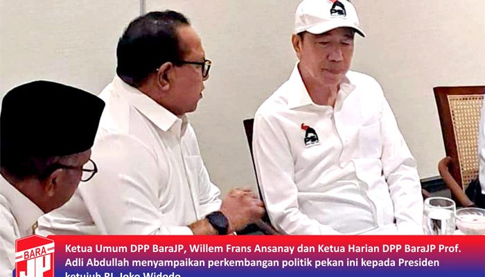 Ketua Umum DPP Barisan Relawan Jokowi Presiden (Bara JP), Willem Frans Ansanay melaporkan langsung perkembangan politik nasional kepada Presiden ke-7 RI Joko Widodo