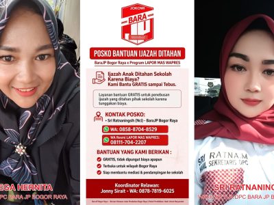 Gratis! BaraJP Bogor Raya Buka Posko Bantuan Ijazah Ditahan, Porgram Lapor Mas Wapres