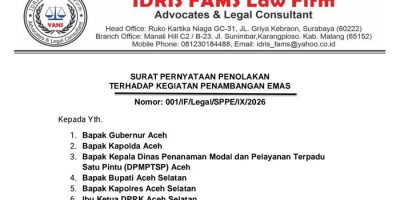 Tanah Kelahiran Terancam Perusahaan Tambang, 4 Praktisi Hukum Surati Gubernur Aceh dan Bupati Aceh Selatan