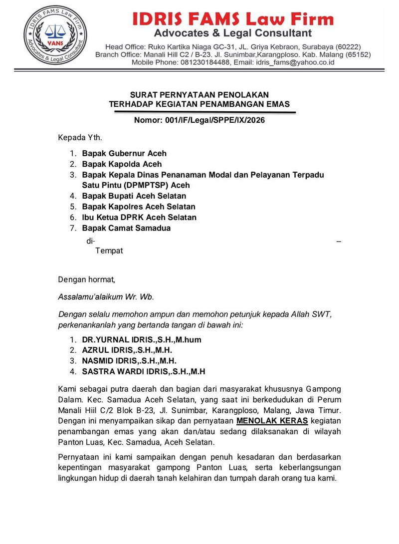 Surat Pernyataan Penolakan 