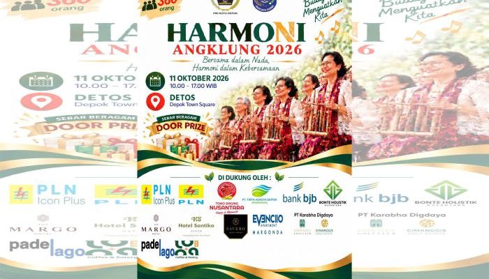 Persatuan Wartawan Indonesia (PWI) Kota Depok akan menggelar Harmoni Angklung 2026 di Mal Detos, Minggu 11 Oktober 2026