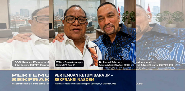 Ketua Umum DPP Bara JP, Willem Frans Ansanay dan sahabat lamanya, Sekretaris Fraksi Partai NasDem DPR RI Dr. Ahmad Sahroni