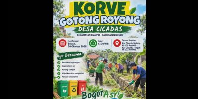Kades Ujang Yani Pimpin Semarak Korve Gotong Royong di Desa Cicadas Ciampea