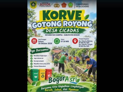 Kades Ujang Yani Pimpin Semarak Korve Gotong Royong di Desa Cicadas Ciampea